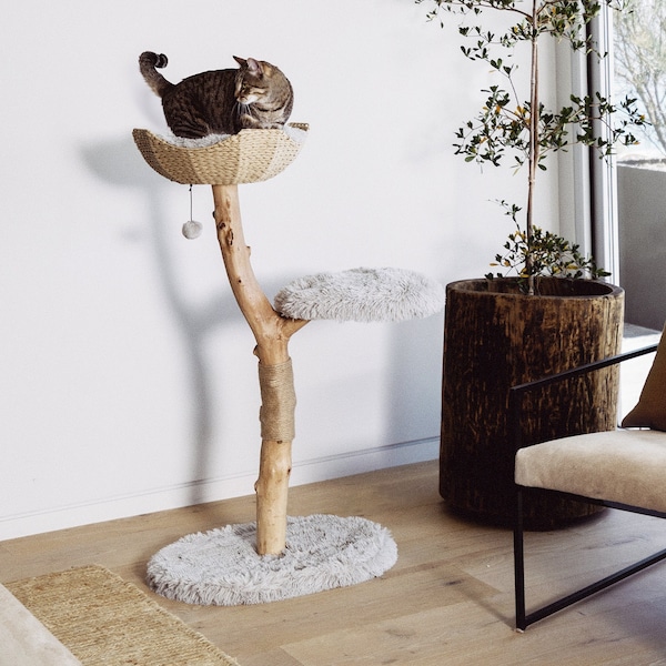 Wooden Cat Condo, Unique Cat Trees, Wood Cat Tree, Cat Climbing Tree, Furniture For Cat, Cat Lover Gift, Cat Furniture, Unique Cat Gifts