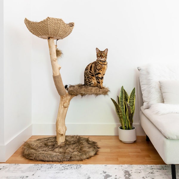 Cat Tree Tower, Unique Cat Condo, Wooden Cat Tree, Cat Climbing Tree, Furniture For Cat, Cat Lover Gift, Cat Furniture, Cat Gift | Mau