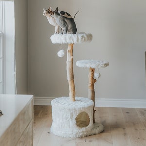 Cat Tree Tower, Wooden Cat Condo, Cat Scratching Post, Wood Cat Tree, Cat Gift, Modern Cat Furniture, Cat Bed, Designer Cat Condo | Mau