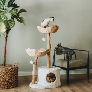 Wood Cat Tree Tower, Cat Climbing Tree, Cat Condo, Wooden Cat Tree, Unique Cat Trees, Luxury Cat Lover Gift, Cat Furniture, Cat Gift | Mau