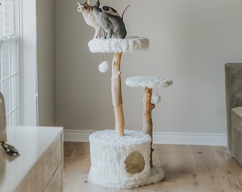 Cat Tree Tower, Wooden Cat Condo, Cat Scratching Post, Wood Cat Tree, Cat Gift, Modern Cat Furniture, Cat Bed, Designer Cat Condo | Mau