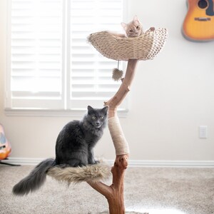 Wooden Cat Condo, Unique Cat Trees, Wood Cat Tree, Cat Climbing Tree, Furniture For Cat, Cat Lover Gift, Cat Furniture, Unique Cat Gifts Brown