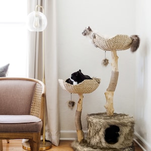 Wood Cat Tree Tower Cat Climbing Tree Cat Condo Wooden Cat image 8