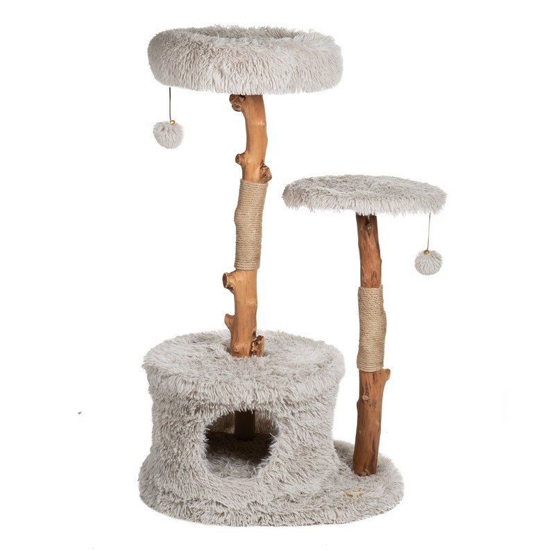 Wooden Cat Tree Condo, Modern Cat Tree Tower, Wooden Cat Tree, Cat Climbing Tree, Furniture For Cat, Cat Lover Gift, Cat Gifts Mau image 2