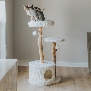 Wooden Cat Tree Condo, Modern Cat Tree Tower, Wooden Cat Tree, Cat Climbing Tree, Furniture For Cat, Cat Lover Gift, Cat Gifts Mau image 4