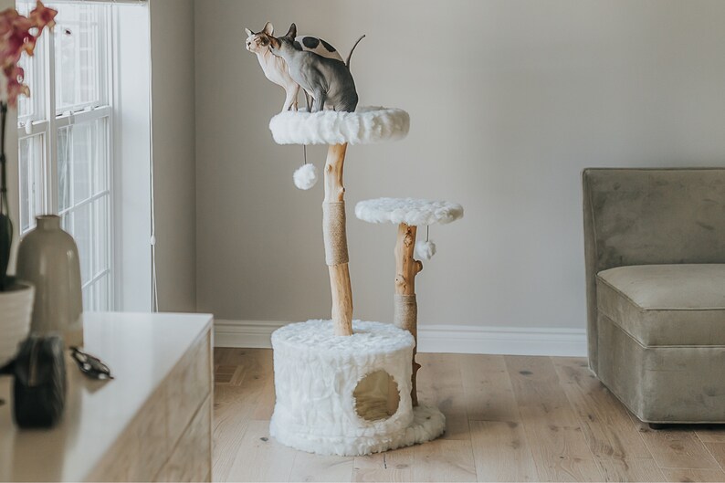 Wooden Cat Tree Condo, Modern Cat Tree Tower, Wooden Cat Tree, Cat Climbing Tree, Furniture For Cat, Cat Lover Gift, Cat Gifts Mau image 4