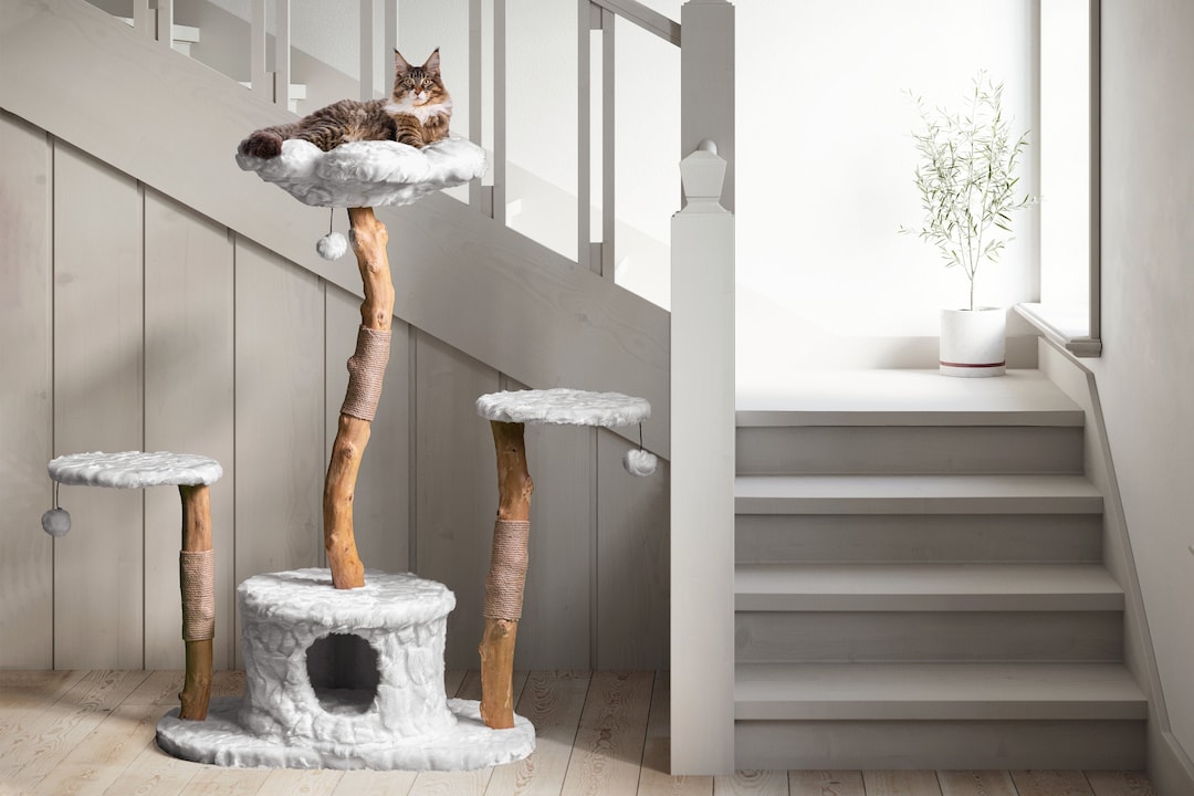 Wooden Cat Tree Cat Climbing Tree Furniture For Cat Wooden Etsy 日本