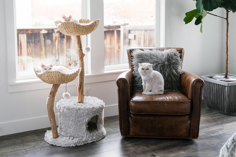 Wood Cat Tower Cat Climbing Tree Furniture For Cat Wooden Etsy