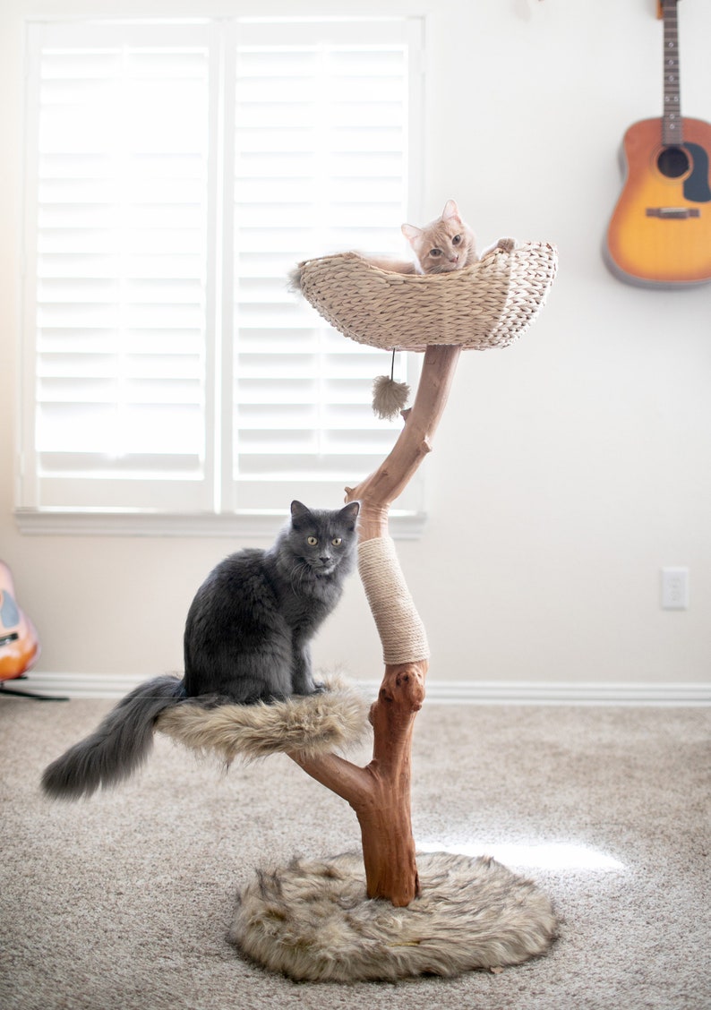 Cat Tree Tower, Unique Cat Condo, Wooden Cat Tree, Cat Climbing Tree, Furniture For Cat, Cat Lover Gift, Cat Furniture, Cat Gift Mau image 2