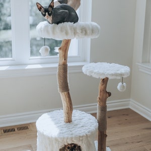 Wooden Cat Tree Condo, Modern Cat Tree Tower, Wooden Cat Tree, Cat Climbing Tree, Furniture For Cat, Cat Lover Gift, Cat Gifts Mau image 5