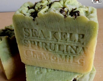 Sea Kelp and Moss Natural Soap with Chamomile Herb and Organic Spirulina