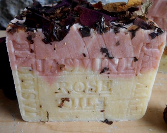 Aged Jasmine Soap With Crushed Flowers and Rose Oil Soap