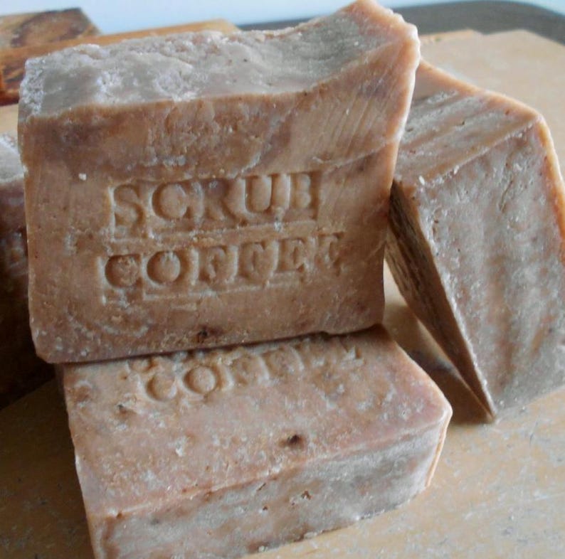 Natural Coffee Scrub Soap This bar contains no colors or fragrances. It is a pure, natural handmade soap made the the way it was made decades ago