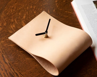 Minimal leather wall clock