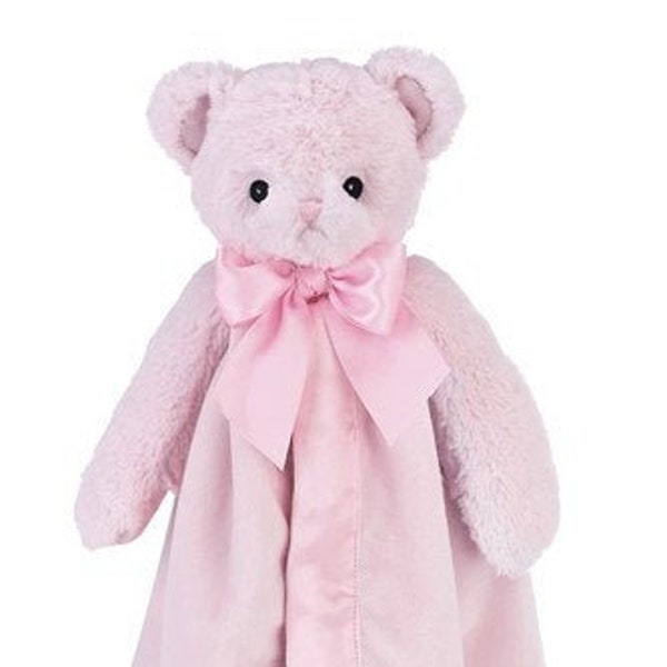 Personalized Embroidered Baby Lovey Snuggler Pink Bear