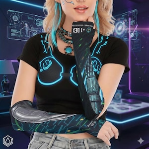 Origins of Orion Gauntlets of Dexterity | Cyberpunk Techwear Gloves | RPG IRL Gaming Apparel | Pixel