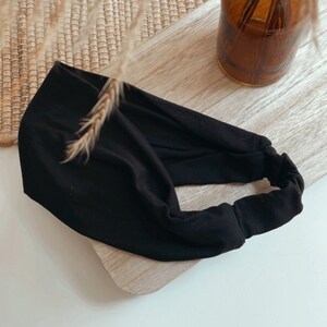 BLACK • wide bamboo headband • softest stretchy knit fabric headband | with or without buttons for masks