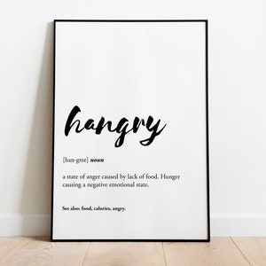 Hangry Definition Print, Wall Print, Definition Print, Custom Print, Home Decor, A4, A5