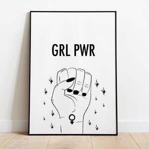 GRL PWR, Wall Art, Girl Power, Feminist, Quote, Print, Custom Print, Home Decor, A4, A5