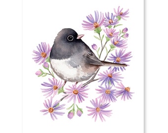 Dark Eyed Junco Watercolor Print / 8"x10" Bird watercolor print / Gift for Bird Lover / Cute bird painting / Bird Art