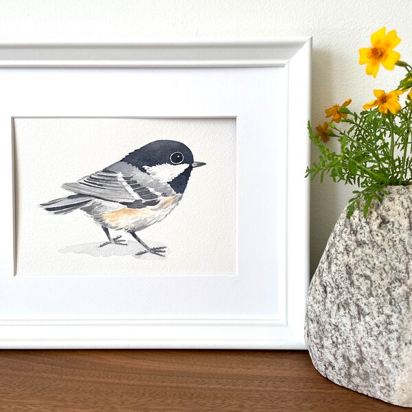 Black-Capped Chickadee 5"x7" Original Watercolor Painting / Cute bird Painting / Gift for bird lover / Chickadee Art / Chickadee Painting