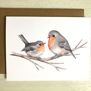 Two Robins Greeting Card / Bird Card / Blank Card / Art Card ...