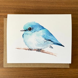 Wenskaart Bluebird / aquarelkaart / vogelkaart / blanco kaart / aquarel vogelkaart / kunstkaart / bedankkaart / verjaardagskaart