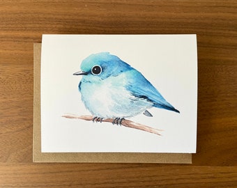 Bluebird Greeting Card / Watercolor Card / Bird Card / Blank Card / Watercolor bird card / Art Card / Thank you Card / Birthday Card