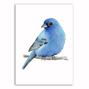 Indigo Bunting Bird Art Print / Watercolor Indigo Bunting / Watercolor bird art print / Cute bird art / Gift for Bird lovers /Indigo Bunting