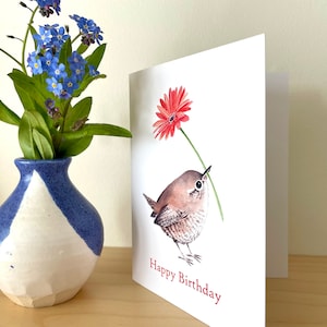 Bird Birthday Card / Blank Card / Watercolor Birthday Card / Birthday ...
