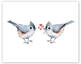 Tufted Titmouse Watercolor Art Print