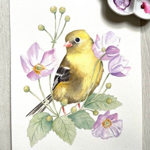 8" x 10" Goldfinch Original Watercolor Painting / Bird watercolor painting / Gift for Bird Lover / Nature Gift / Goldfinch Art