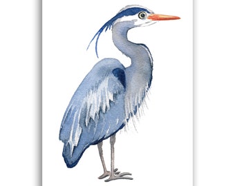 Great Blue Heron Art Print / Watercolor Bird Print / Bird Art / Watercolor Heron / Watercolor Heron Art Print / Great Blue Heron Watercolor