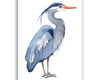 Blue Heron Watercolor Art Print