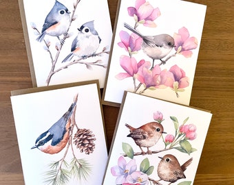 Set of 4 Illustrated Bird Cards