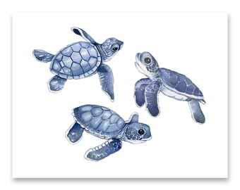 Baby Turtles Watercolor Art Print