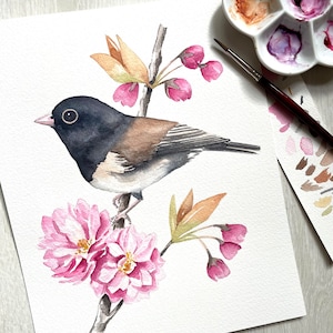8 &quot;x 10&quot; Junco Original Aquarell Malerei / Vogel Aquarell / Geschenk für Vogelliebhaber / Natur Geschenk