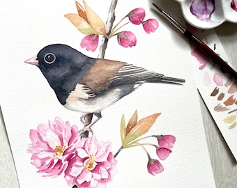 Dark-eyed Junco Original Watercolor Painting