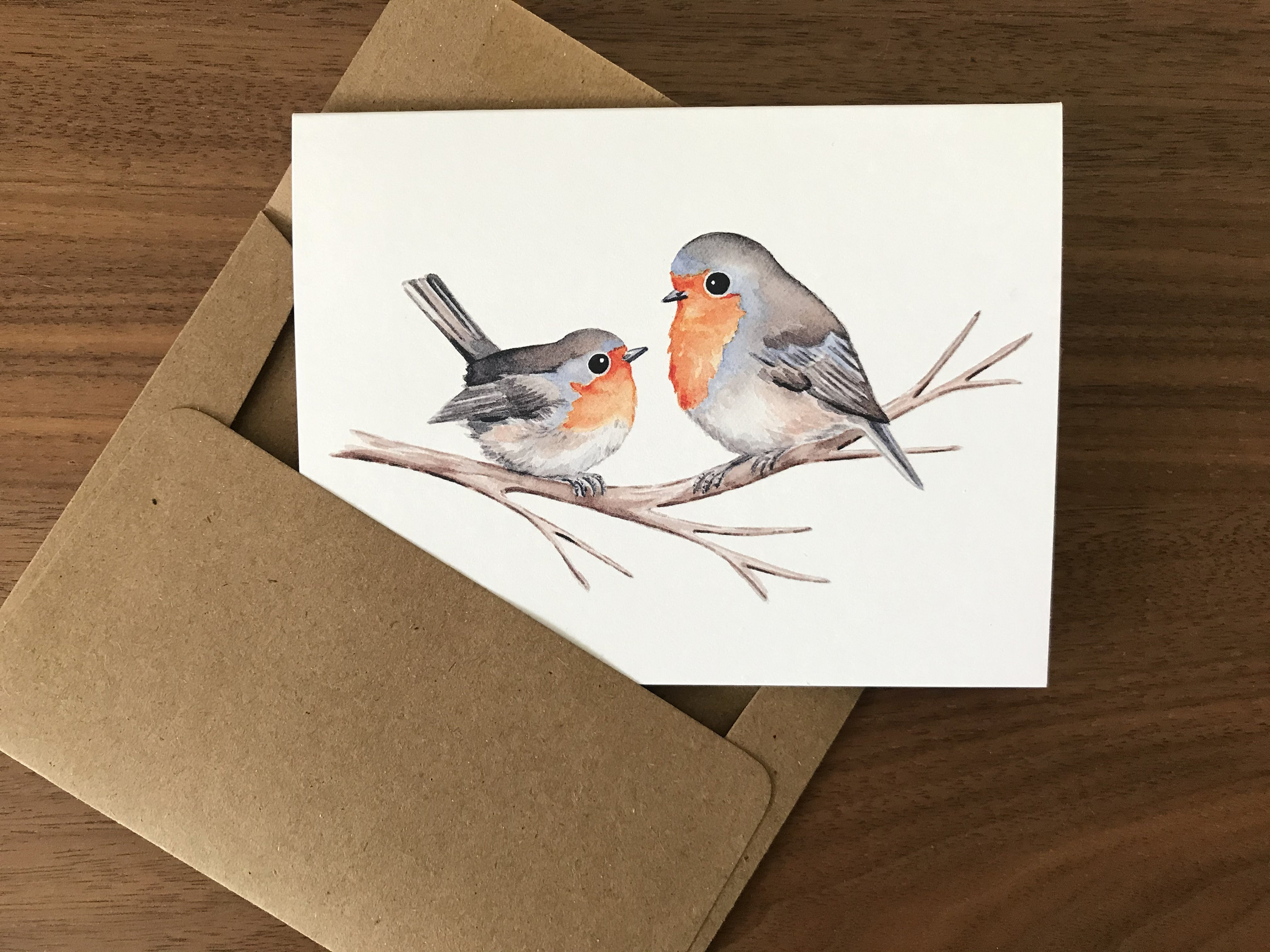 Bird Art Card Robin Blank Greeting Card
