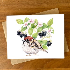 Carte de voeux moineau friquet / carte aquarelle / carte oiseau / carte vierge / carte oiseau aquarelle / carte d'art / carte de remerciement / carte d'anniversaire