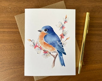 Eastern Bluebird Greeting Card / Watercolor Card / Bird Card / Blank Card / Watercolor bird card / Art Card / Thank you Card / Birthday Card