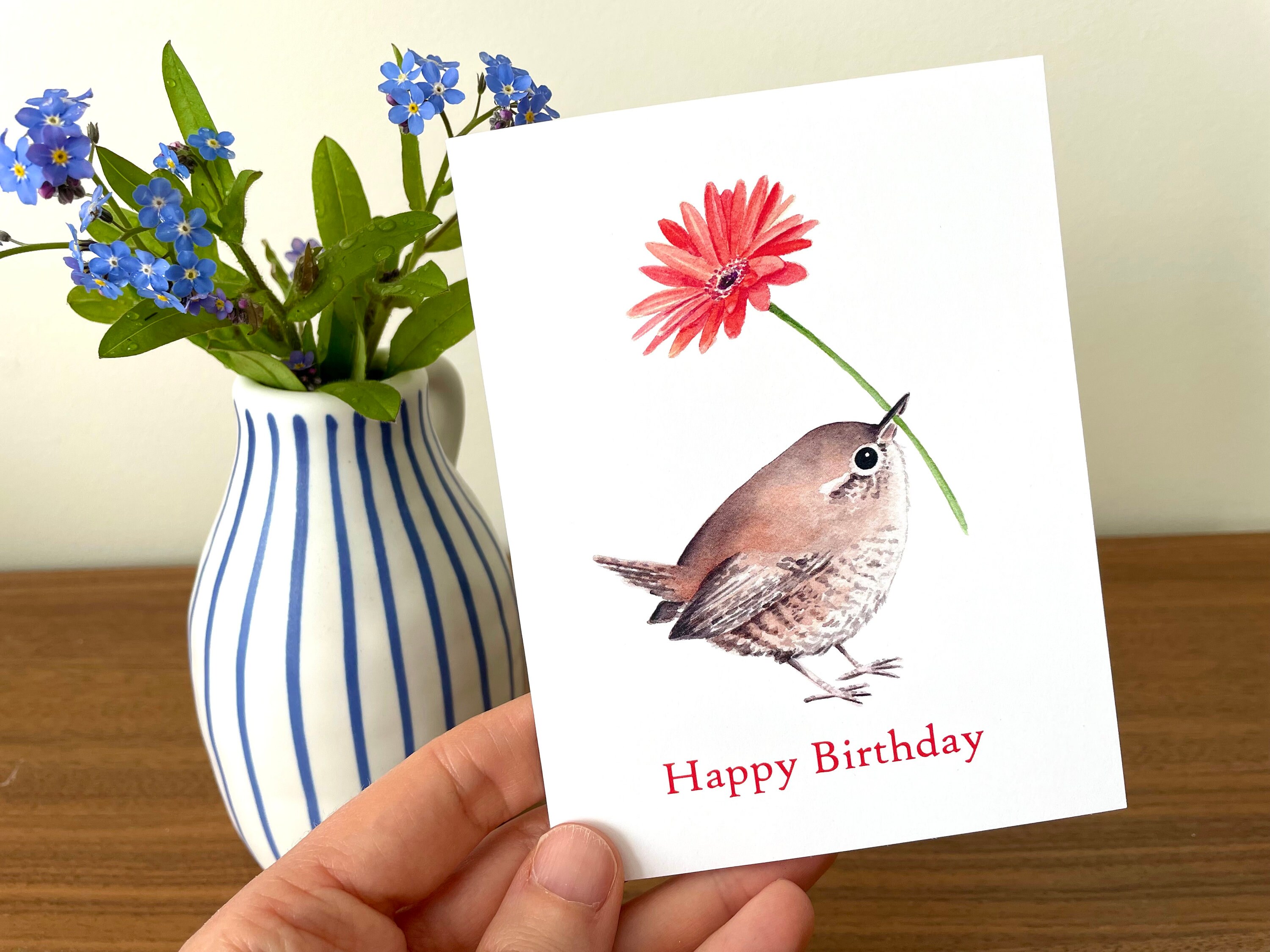 Bird Birthday Card / Blank Card / Watercolor Birthday Card / Birthday ...