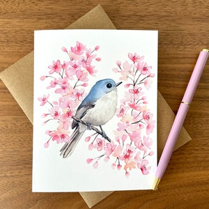 Carte de voeux Gnatcatcher / Carte aquarelle / Carte oiseau / Carte vierge / Carte oiseau aquarelle / Carte d'art / Carte de remerciement / Carte d'anniversaire
