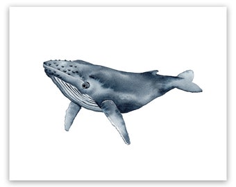 Humpback Whale Art Print / Watercolor whale print / Watercolor whale art / Humpback Whale Watercolor / Whale print / Humpback Whale Art