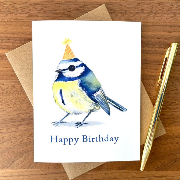 Bird Birthday Card / Blank Card / Watercolor Birthday card / Birthday Card for Bird Lovers / Cute Birthday Card