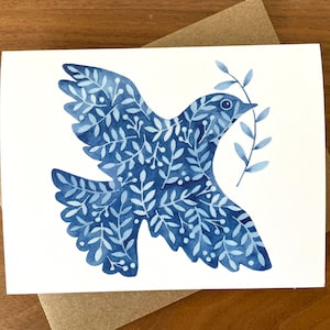 Carte de voeux colombe / Carte d'oiseau / Carte vierge / Carte d'anniversaire / Carte aquarelle