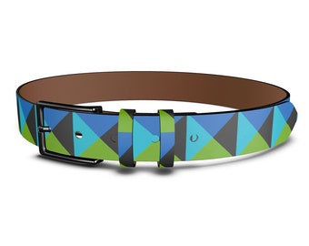 Geometric Leather Belt: Colorful Designer Fashion Accessory
