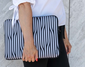 Striped Laptop Sleeve, Laptop Case, Black and white Macbook Air 13 case, Macbook Pro 13 Case