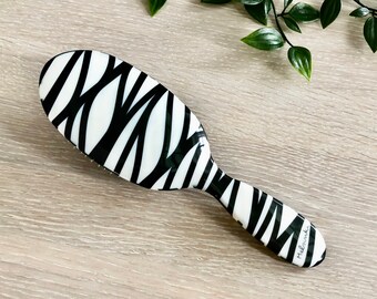 Geometric Black and White Detangling hairbrush with nylon and natural bristles, Gift for her, Girlfriend Gift #10