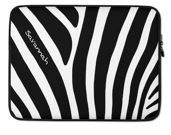 Personalized Zebra Print Laptop Sleeve: Custom Name MacBook Case